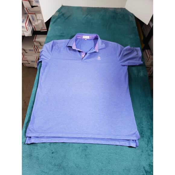 Peter Millar Shirt Size Large Mens Blue Summer Comfort Polo Golf Preppy Lookaway - Picture 1 of 8